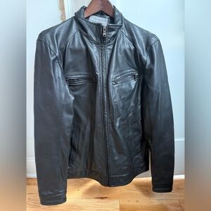 Michael Kors Perforated Black Faux Leather Bomber Jacket